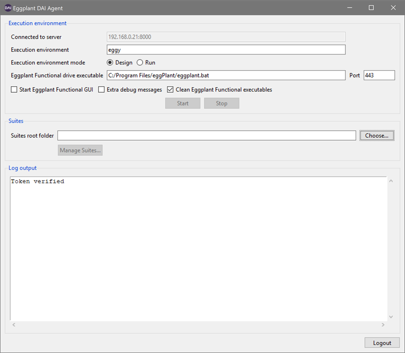 Set up execution environment on the Agent dialog Set up execution environment on the Agent dialog