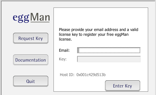 Eggplant Manual license panel initial screen