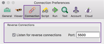 Enable reverse connections in the Eggplant Functional Connection Preferences window