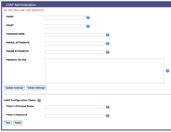 Eggplant Manager LDAP Administration form. Click image to view larger