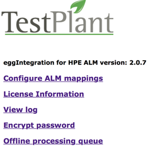 Eggplant Integrations for HP ALM Home page