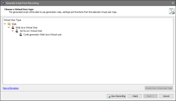 Choose Virtual User Type panel in the Generate Script from Recording wizard