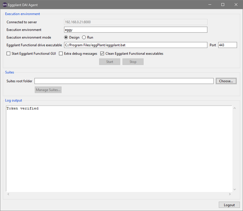 Set up execution environment on the Agent dialog