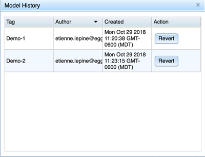 Revert to a previous version of a model using the Model History tab in Eggplant AI