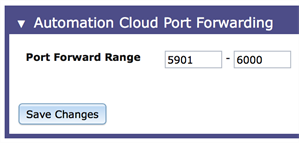 The Port Forwarding section of System Preferences seen with Eggplant Automation Cloud licensing