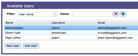 The User Administration GUI in Eggplant Automation Cloud