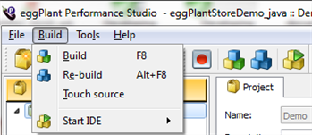 Build menu options in Eggplant Performance
