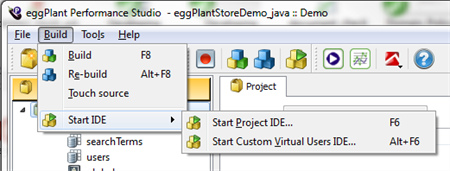 Launch a project IDE in Eggplant Performance