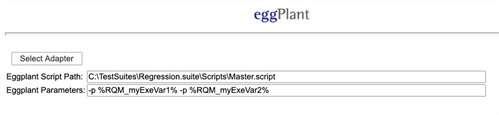Example of Eggplant Parameters set in the RQM adapter.