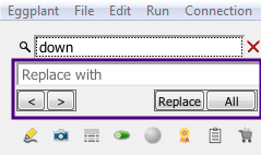 The search control buttons in the Eggplant Functional Suite window