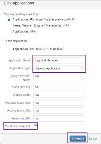 Configure the JIRA-Eggplant Manager link