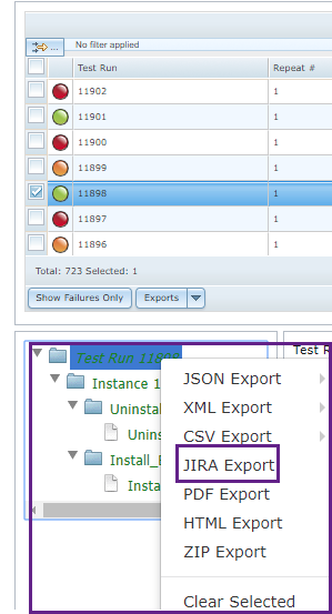 Exporting jira issues in Eggplant Manager