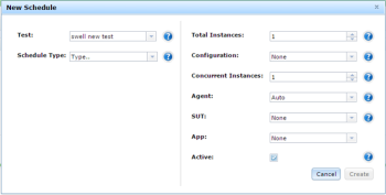 Creating a scheduled test run in Eggplant Manager with the New Schedule dialog box