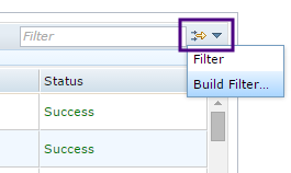 The Build Filter option on the filter field on the Eggplant Manager Results table view