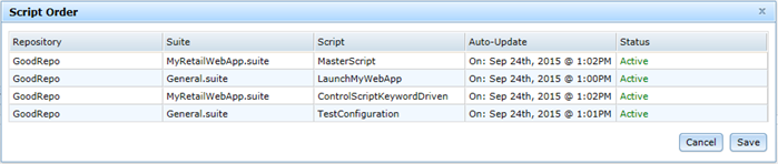 Change the run order of scripts in your Eggplant Manager test in the Script Order dialog box