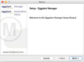 Eggplant Manager Setup Welcome Page