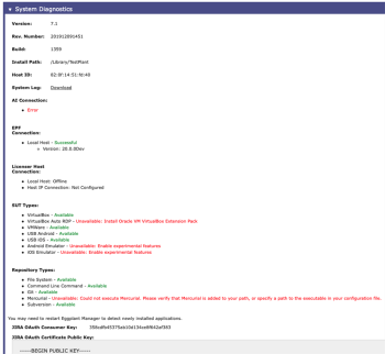 The System Diagnostics page in Eggplant Manager. Opens in new window.
