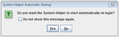 System Helper Automatic Startup dialog window