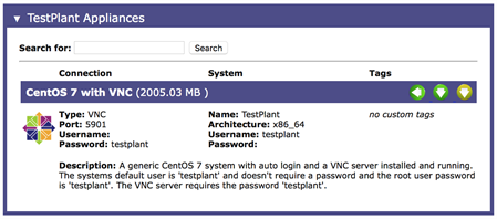 The TestPlant Appliances section of the Appliances page in Eggplant Automation Cloud