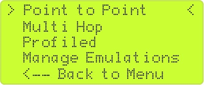 Choices on the Emulations menu on the LCD panel for Eggplant Network