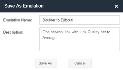 Save as emulation dialog box in Eggplant Network