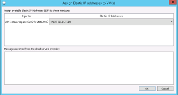Assign Elastic IP Address dialog box for cloud injectors in Eggplant Performance