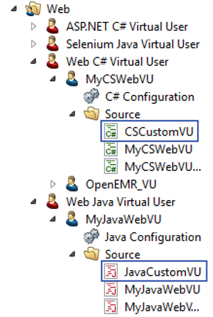 Custom virtual users in the Eggplant Performance Web VUs folder
