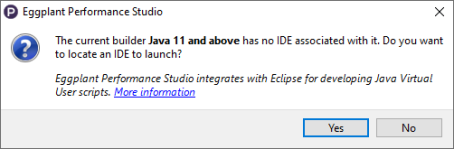 No IDE warning dialog in Eggplant Performance