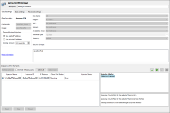 Cloud injector family settings in Eggplant Performance