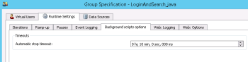 Background Scripts options tab in the Runtime Settings on the Group Specification dialog box