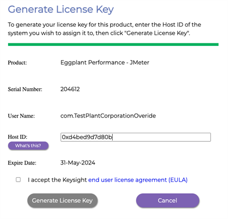 Populated Generate License Key