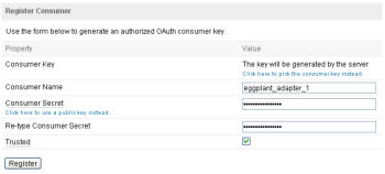 Generating an OAuth consumer key