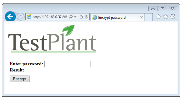 Eggplant Integrations for HP ALM Encrypt password page