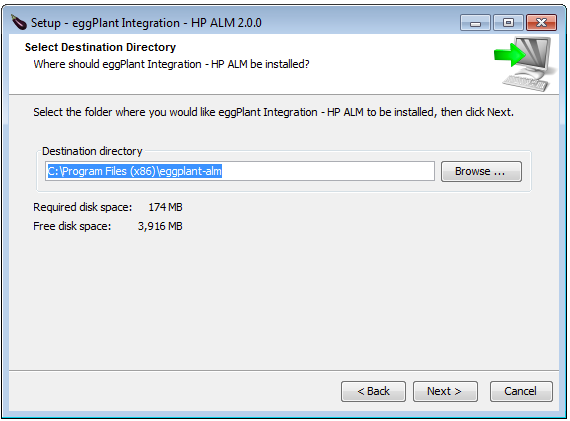Eggplant Integrations for HP ALM Destination Directory panel