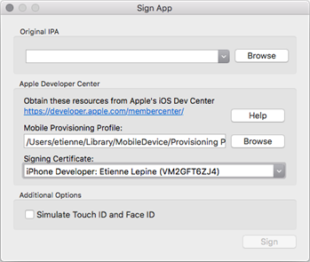 The app signing utility in iOS Gateway