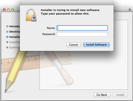 Password prompt during Mac injector installation