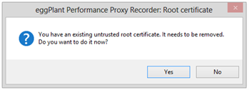 Remove untrusted root certificate dialog box