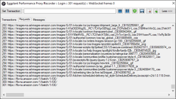Proxy recorder requests log window