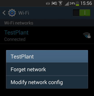 Modify the network configuration for your wi-fi connection on your Android device