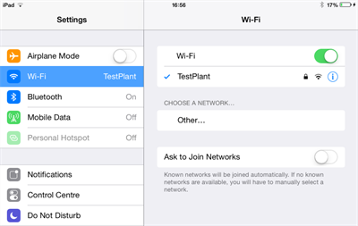 iOS Settings app showing Wi-Fi settings