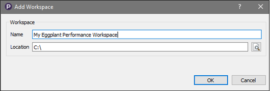 The Add Workspace dialog box