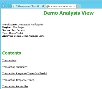 An Analyzer report created in html format 