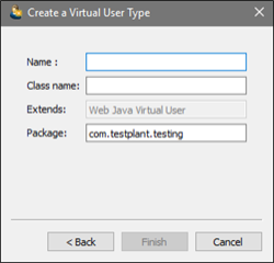 Create a Virtual User Type dialog box