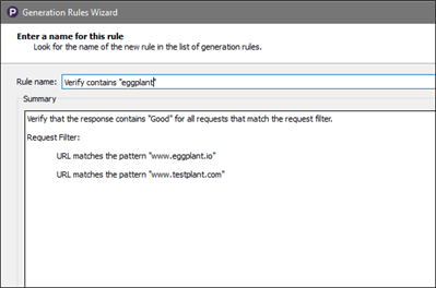 Rule Name panel in the Generation Rules Wizard