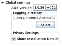 The Global Settings section of the Android Gateway Settings sidebar