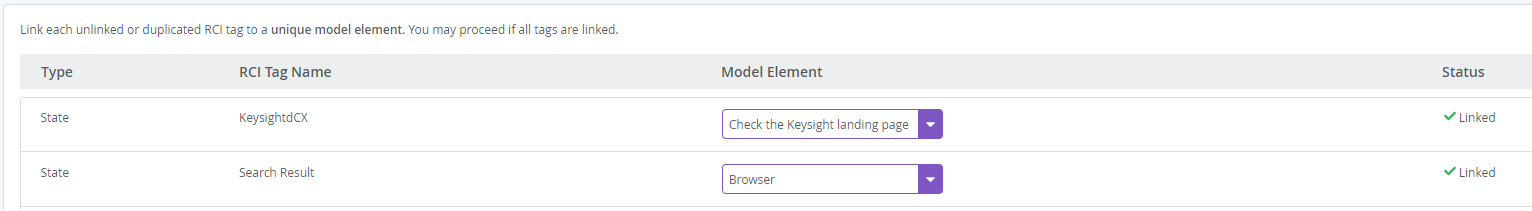 Linking an RCI Tag to a model element