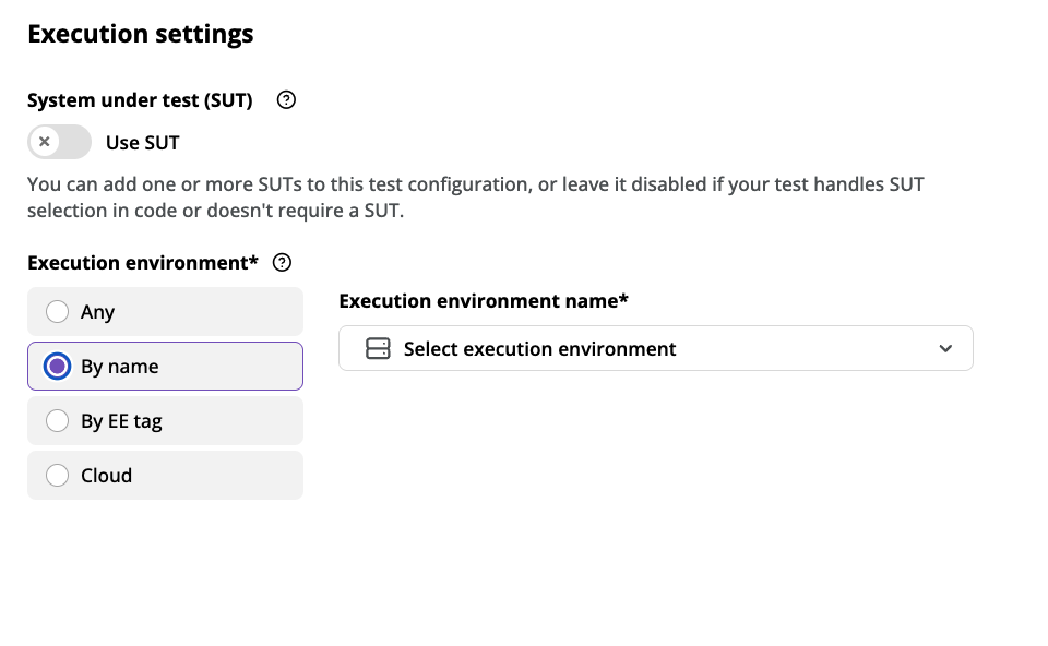 Choosing an Execution environment by name