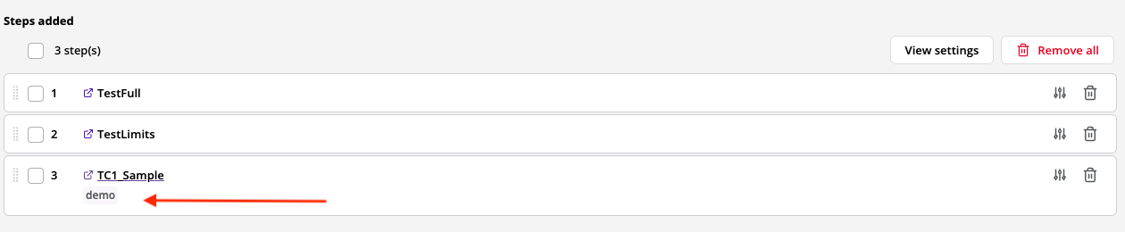 Steps/actions test case steps