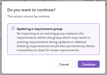 Import Requirements Select Existing Group