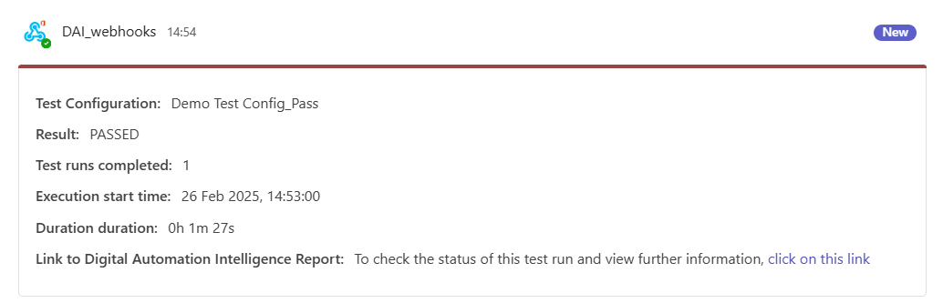Microsoft Teams sample webhook notification